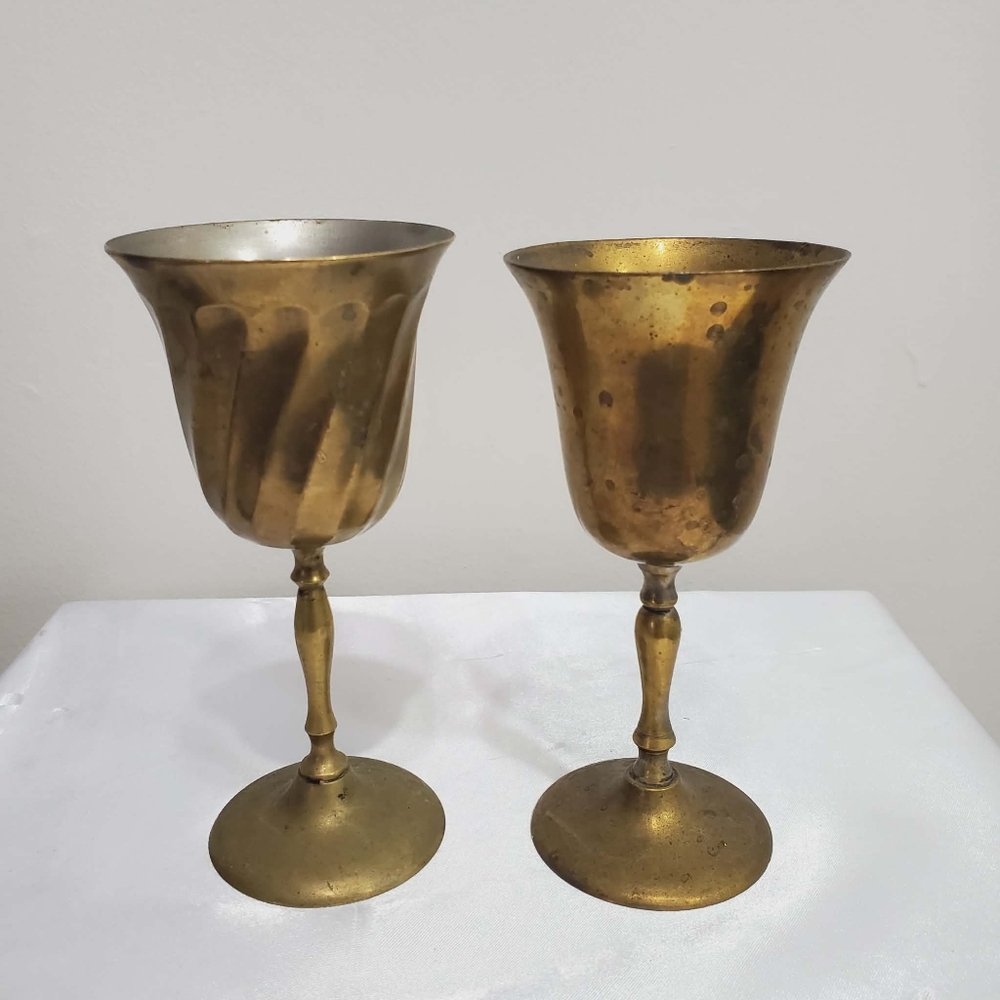 Vintage Set of Brass Wine Goblets /Chalices